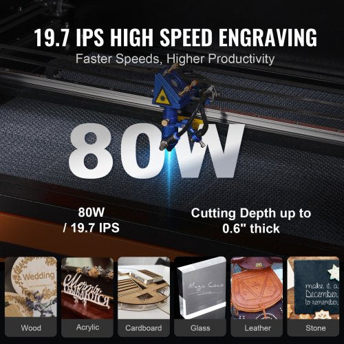 80W CO2 laser engraver, engraving, carving, printing machine, 500x700 mm work bed | EU