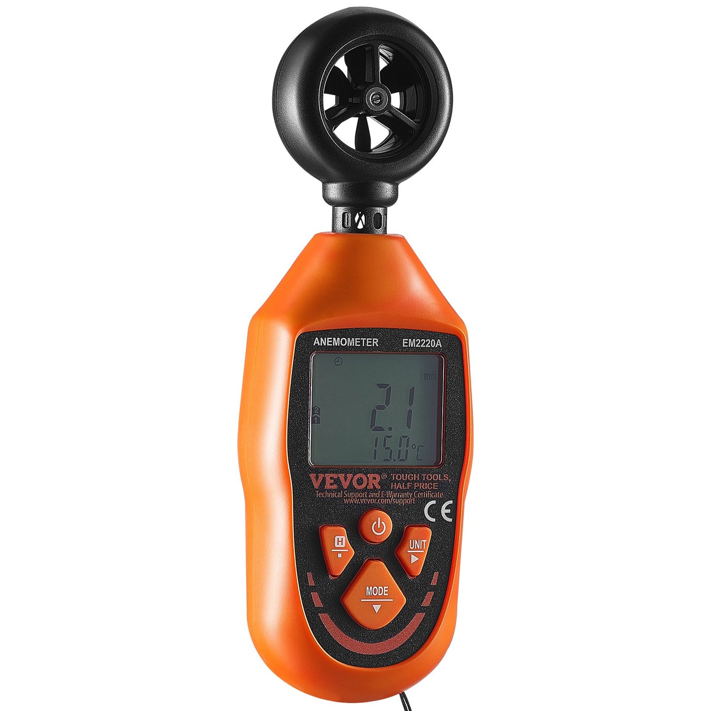 Handhållen anemometer, 14℉-113℉, Digital vindhastighetsmätare med LED-bakgrundsbelysningsskärm, Mäter vindhastighet Vindtemperatur Luftflöde Vindavkylning, för segling Surfing Drone Flygande HVAC