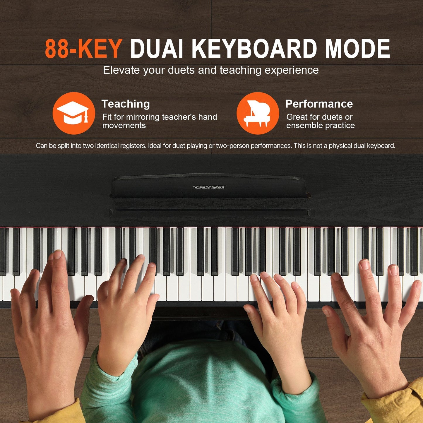 88-tangenter Helviktad digitalpiano Dubbelklaviaturläge Skåpfäste Bänk