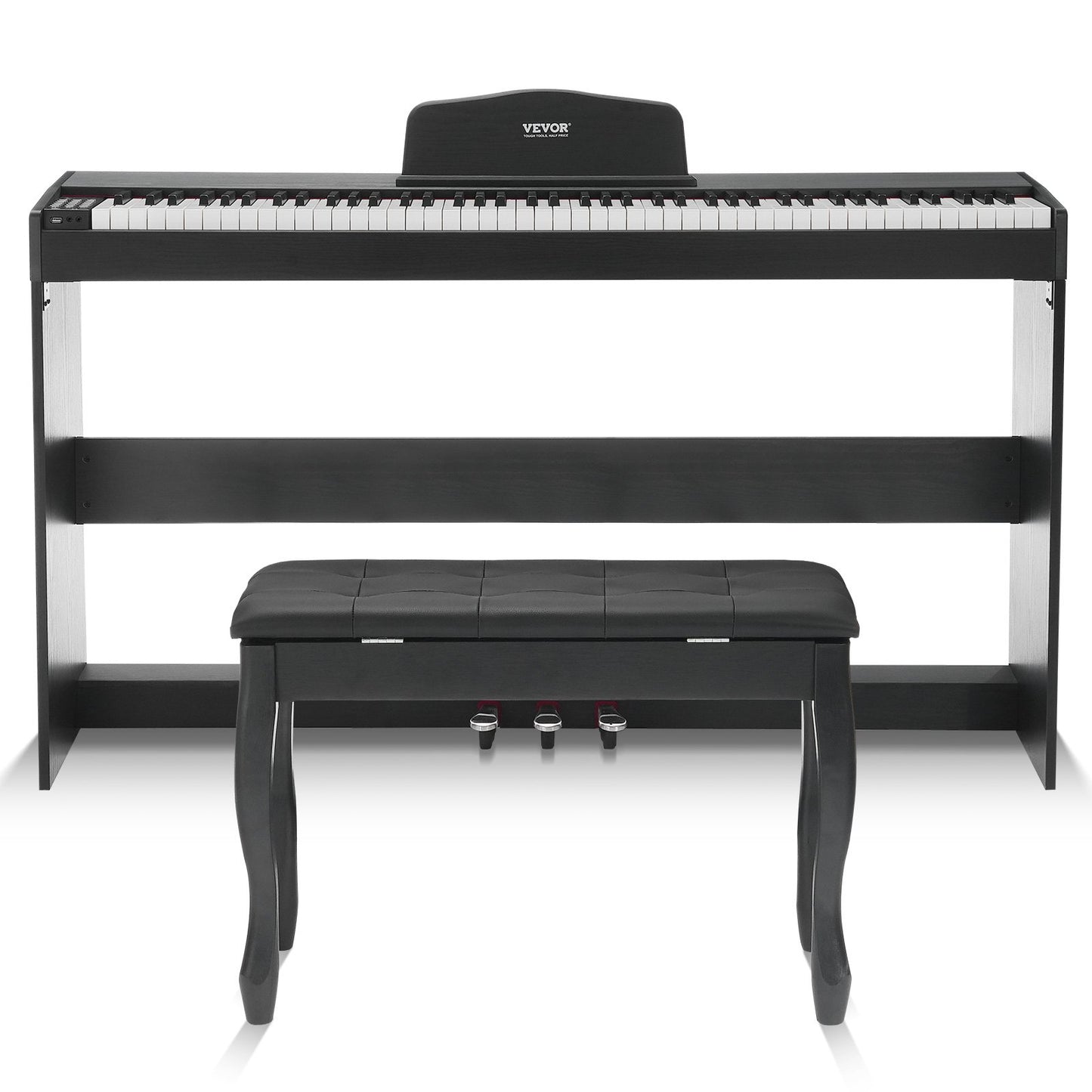 88-tangenter Helviktad digitalpiano Dubbelklaviaturläge Skåpfäste Bänk