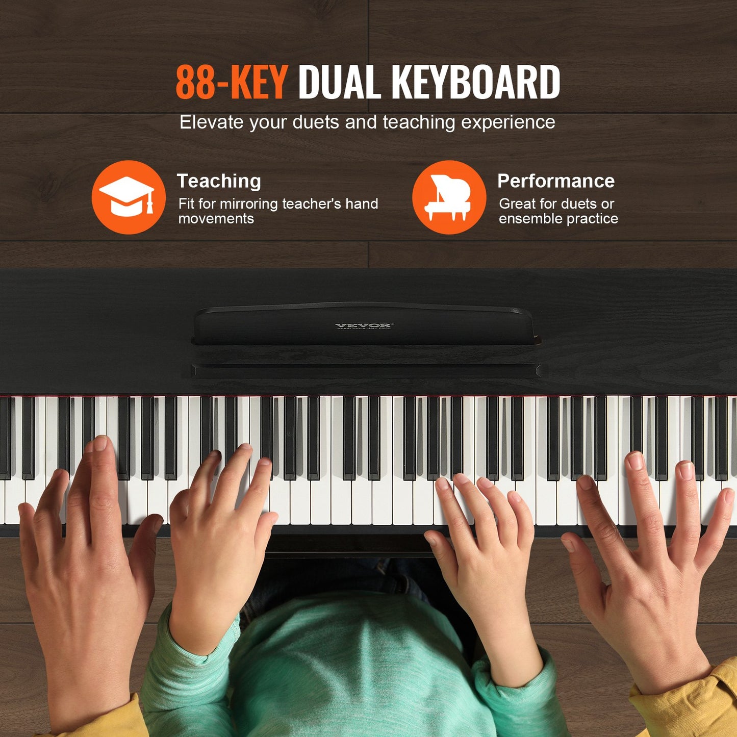 88-tangenter Helviktad digitalpiano Dubbelklaviatur Enkelt skåpsfäste