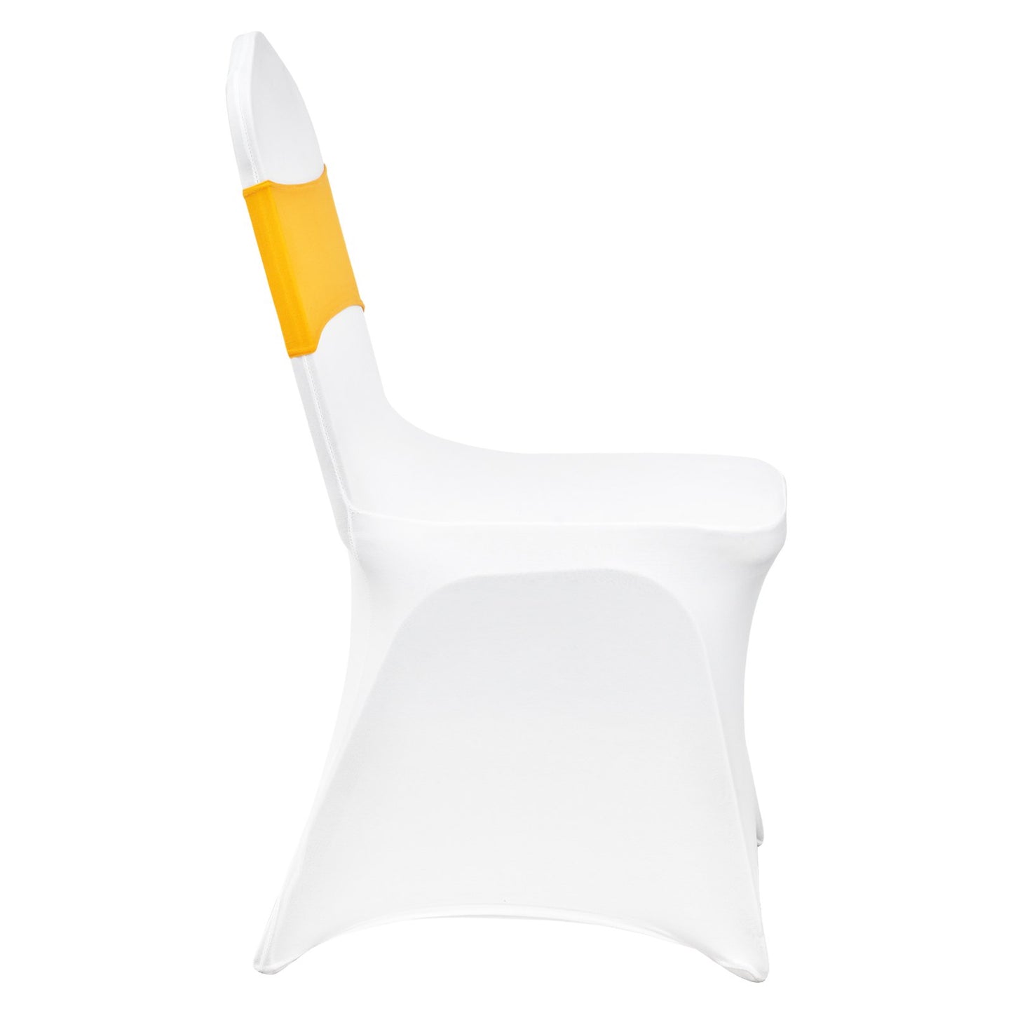 50 Sets Stretch Spandex Folding Chair Covers, Universal Fitted Chair Covers with Chair Bows, Removable Washable Protective Covers, for Wedding, Holiday, Banquet, Party, Dinner (50 Sets Gold and White)