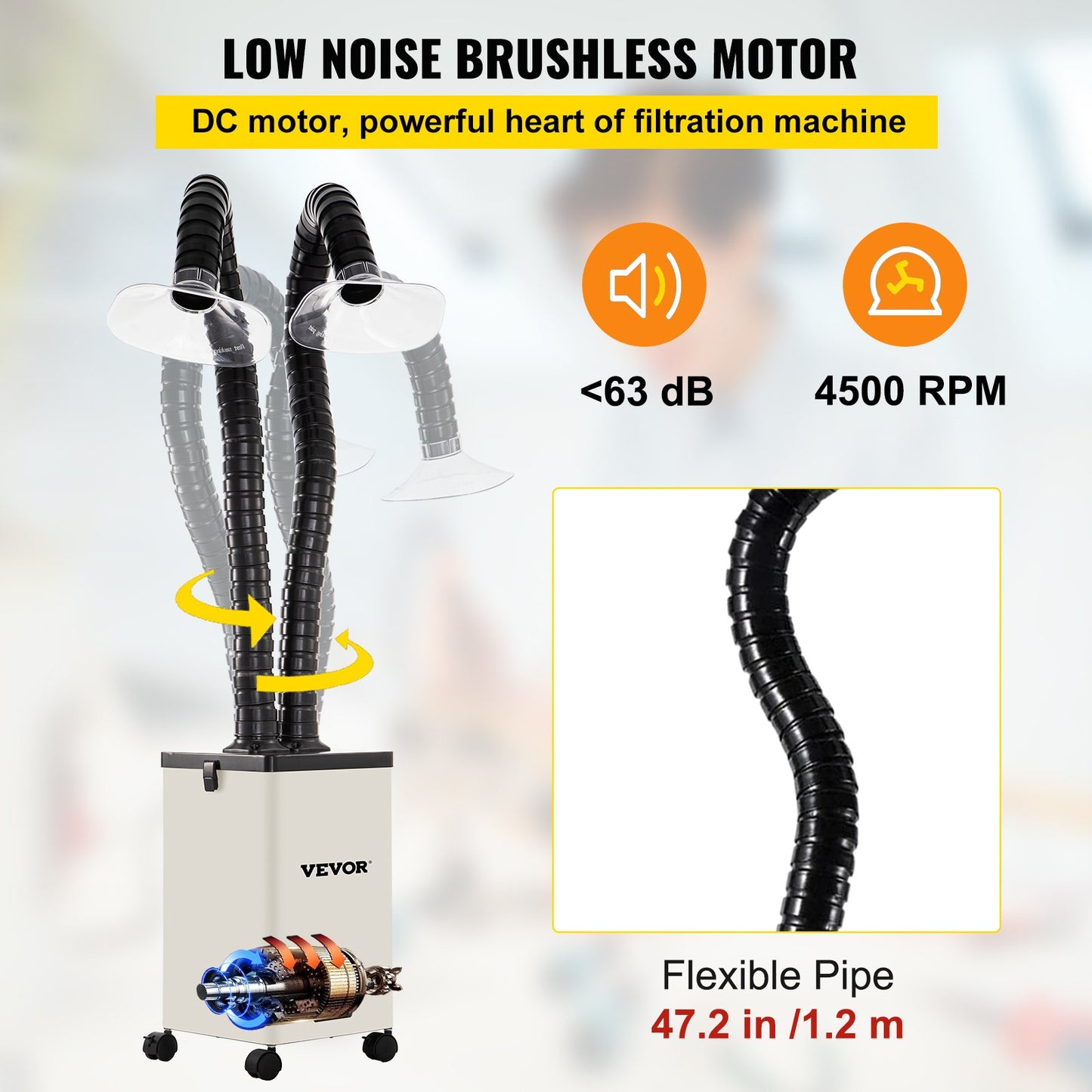 Soldering Fume Extractor, 150W 106 CFM Fume Absorber, 3-Stage Filter 3 Speeds with a Hose for Soldering, Laser Engraving and DIY Welding