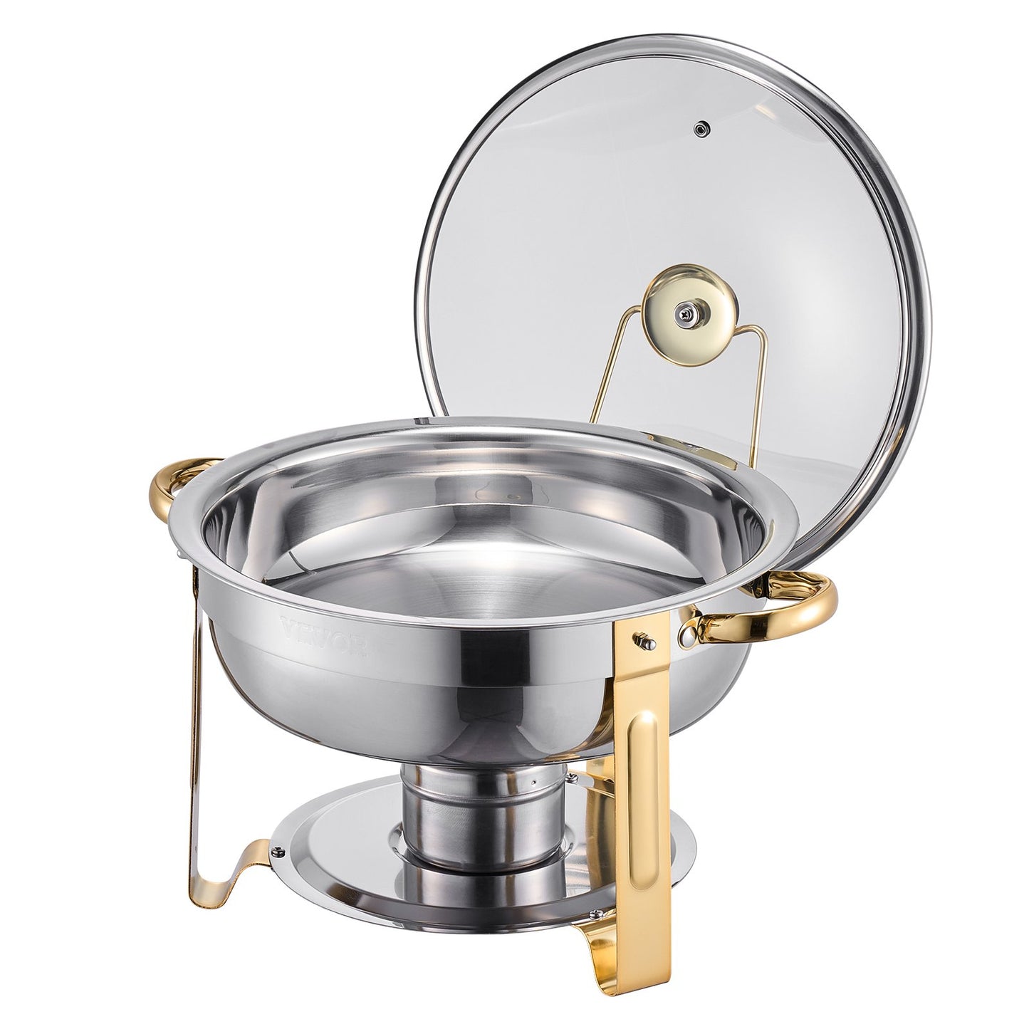 5 Qt 4-pack runda skavskålar Bufféset i full storlek Pan rostfritt stål