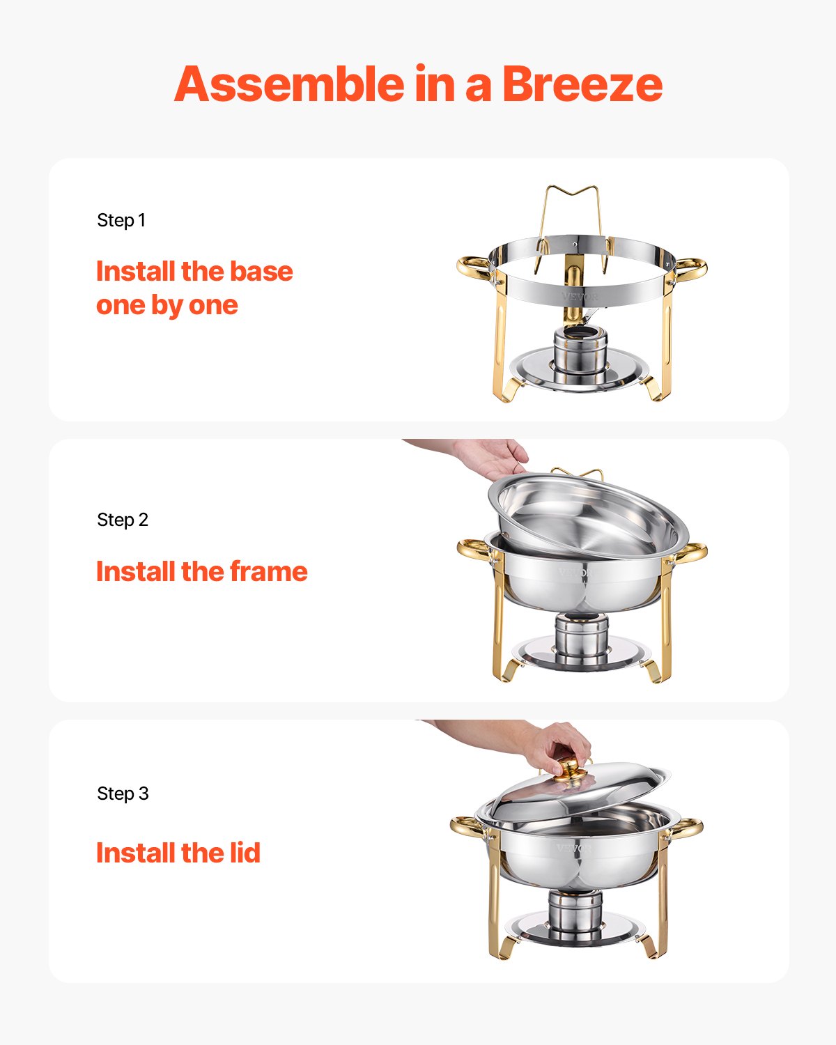5 Qt 4-pack runda skavskålar Bufféset i full storlek Pan rostfritt stål