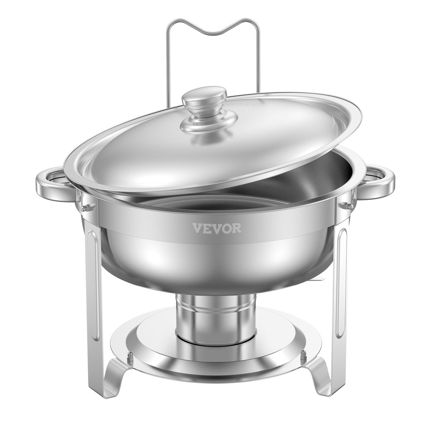 5 Qt 4-Pack Round Chafing Dishes Buffet Set Full Size Pan Stainless Steel