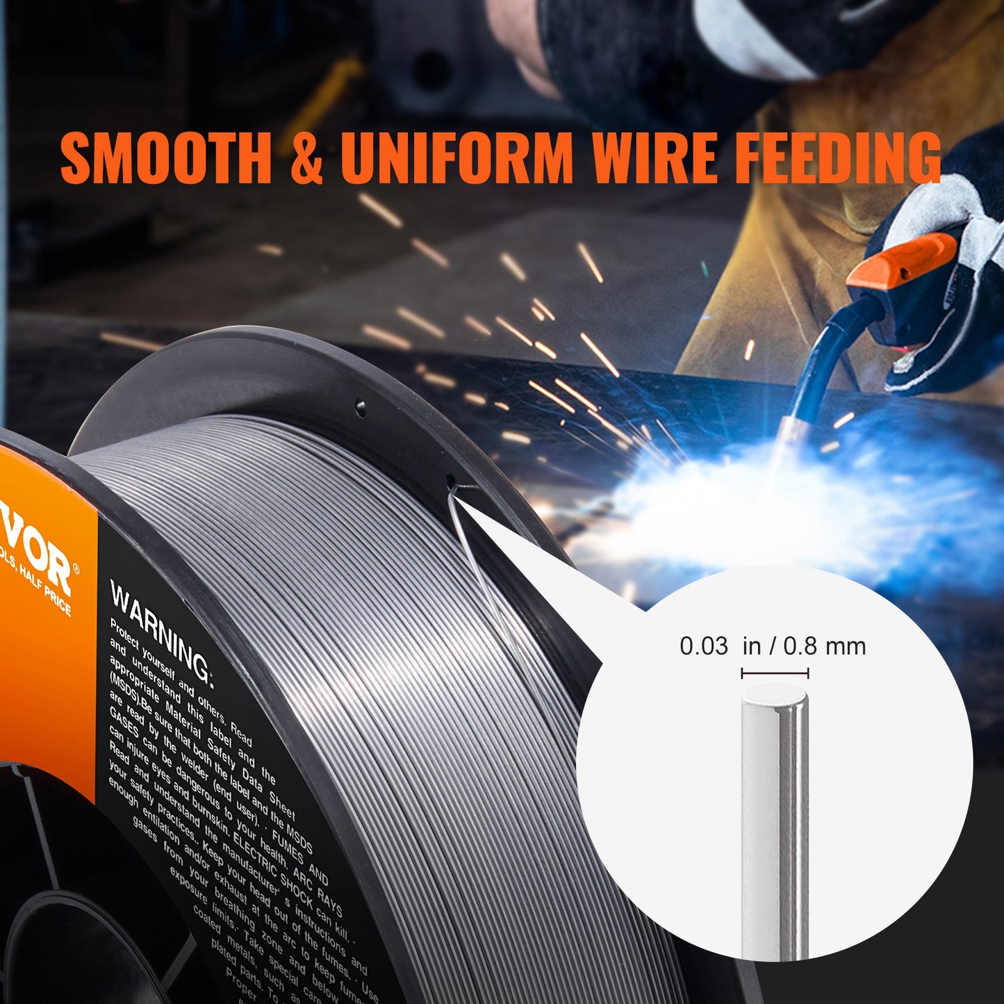 Flux Cored Welding Wire, E71T-GS 0.030-inch 10LBS, Gas-Free MIG Mild Steel Welding Wire with Low Spatter for All-Position and Outdoor Arc Welding