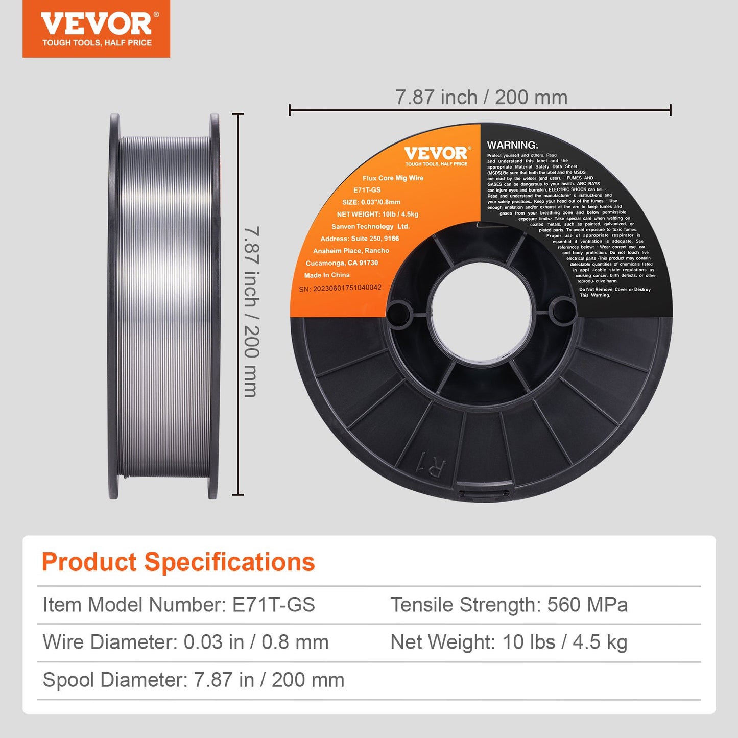 Flux Cored Welding Wire, E71T-GS 0.030-inch 10LBS, Gas-Free MIG Mild Steel Welding Wire with Low Spatter for All-Position and Outdoor Arc Welding