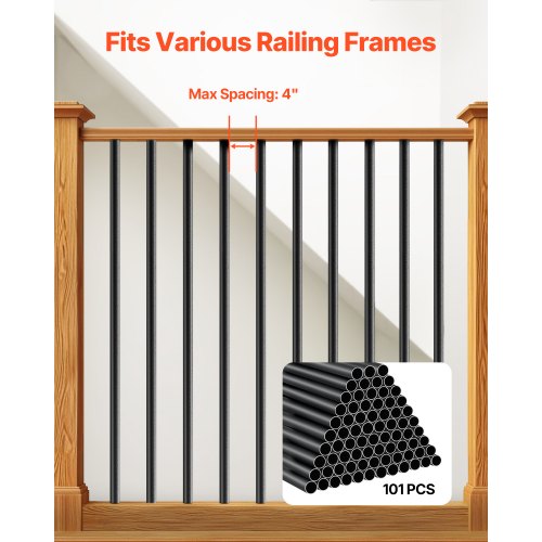 Staircase Balusters 101 Pack 32 i aluminiumspindlar med skruvar/skena lock | EU