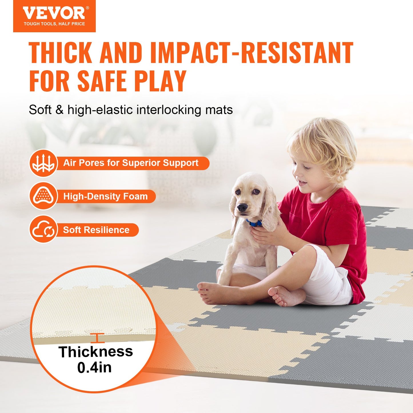 Kids Foam Pussel Golv Lekmatta 0,4 i 16 st Interlocking EVA Soft Tiles