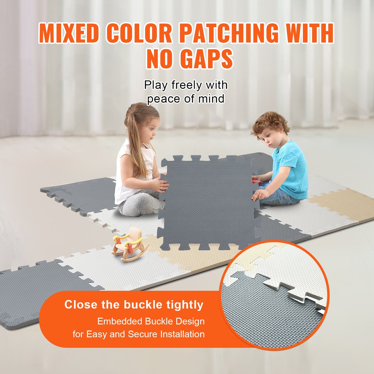 Kids Foam Pussel Golv Lekmatta 0,4 i 16 st Interlocking EVA Soft Tiles