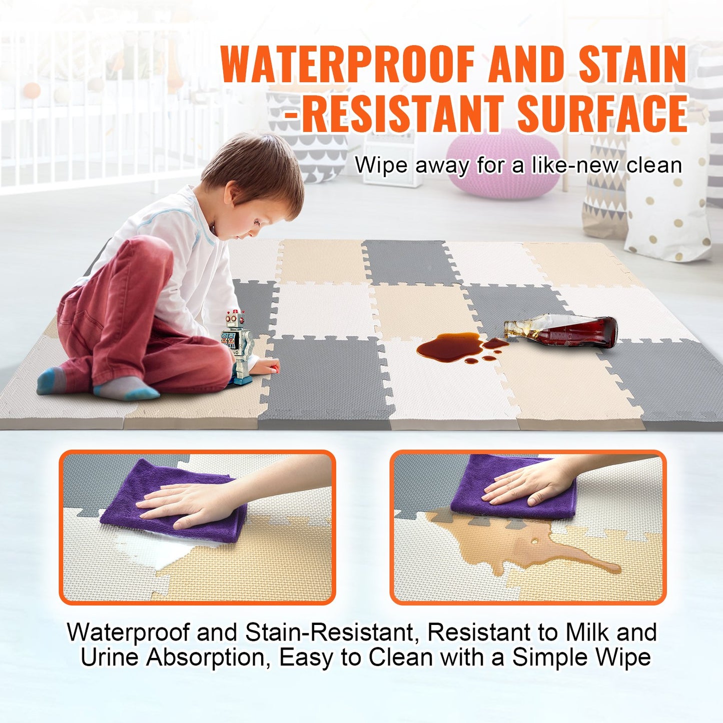 Kids Foam Pussel Golv Lekmatta 0,4 i 16 st Interlocking EVA Soft Tiles