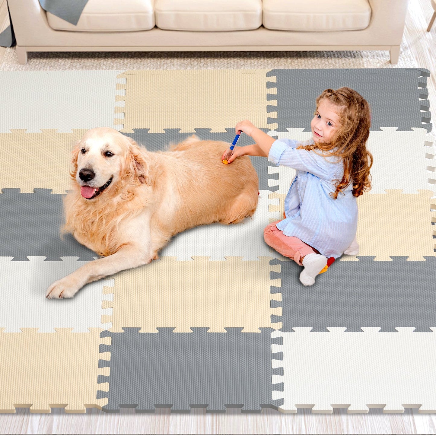 Kids Foam Pussel Golv Lekmatta 0,4 i 16 st Interlocking EVA Soft Tiles