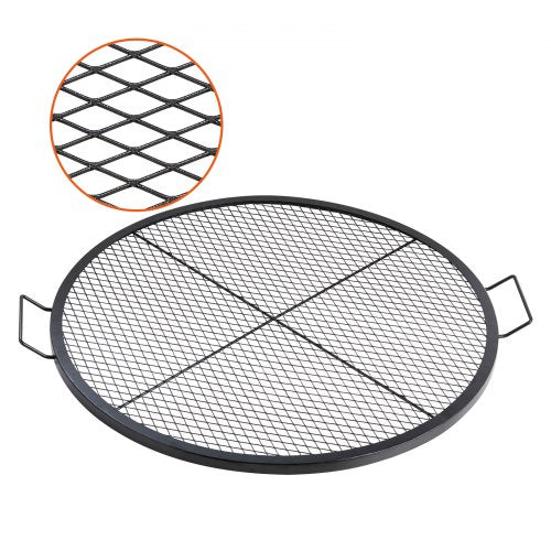X-Marks Fire Pit Grill Galler, Runt Matlagningsgaller, Heavy Duty Steel Campfire BBQ Grill Galler med handtag och stöd X Wire, Bärbar Camping Köksredskap för Utefest & Samling, 36 Inch Svart | EU