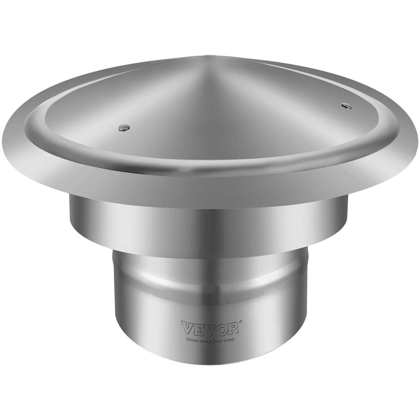 Chimney cap, 152.4 mm, 304 stainless steel rain cover with round roof, 300 mm raised covers, all weather & reinforced screws & easy installation, for perfect insulation External valve cover, silver