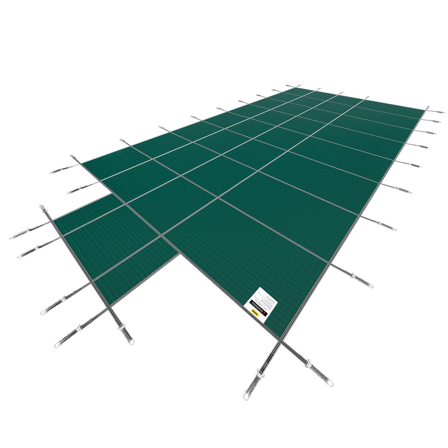 Pool Safety Cover Fits 16x32ft Rectangular Inground Pools, Safety Pool Cover with 4x10ft Middle End Step, Mesh Solid Pool Cover with Drainage Holes for Swimming Pool, Winter Safety Cover, Green