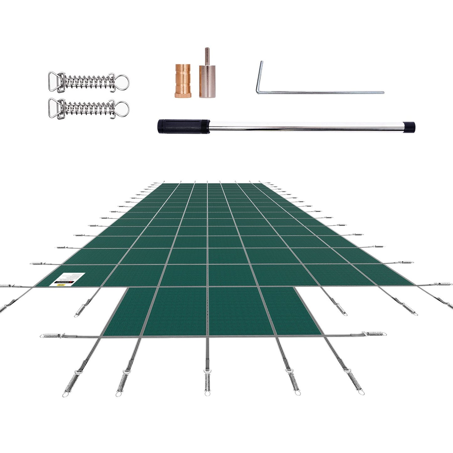Poolsäkerhetsskydd Passar 20x40ft rektangel i ingravda pooler, Säkerhetspoolskydd med 4x10ft mittändsteg, Mesh Solid Poolöverdrag med dräneringshål för pool, Vintersäkerhetsöverdrag, Grön
