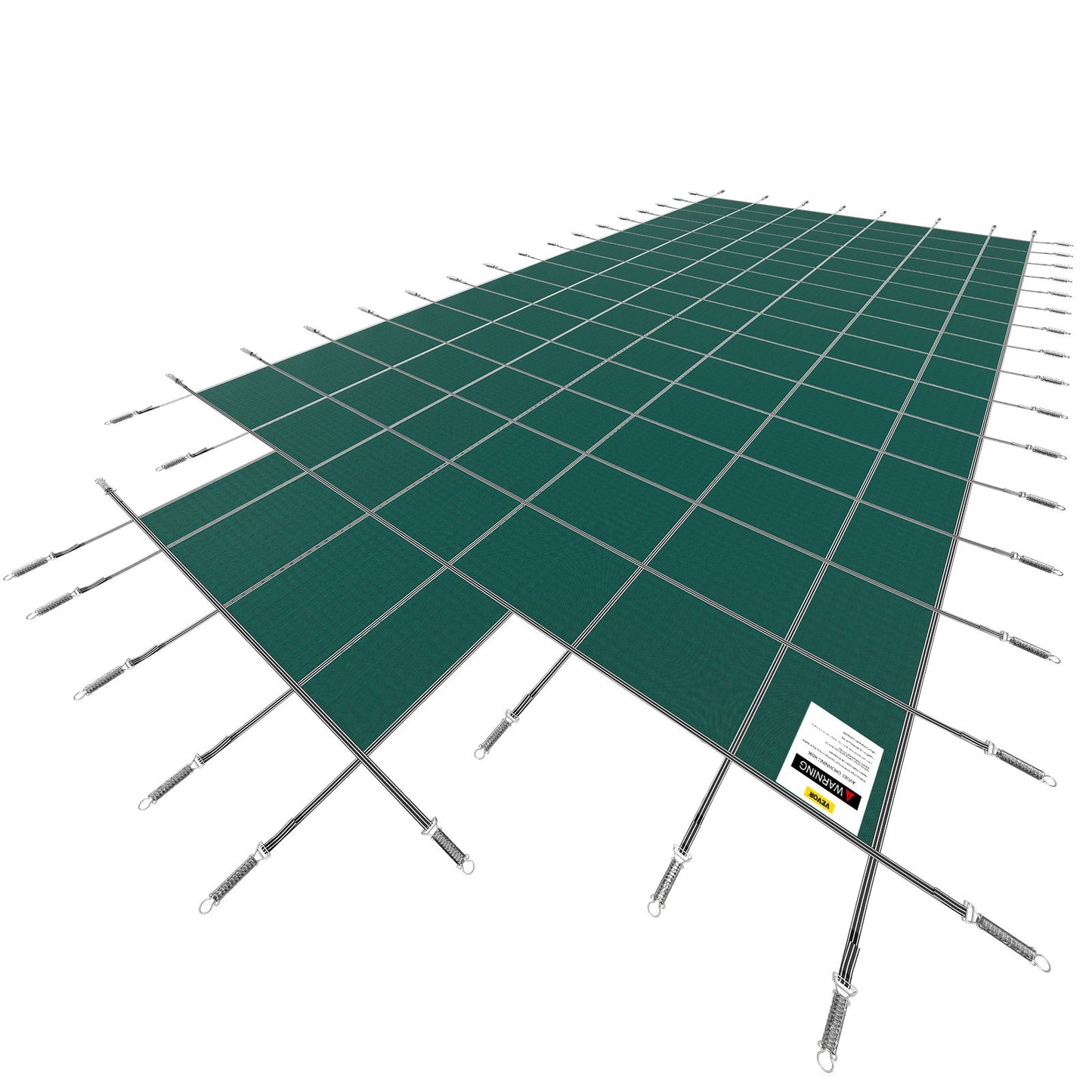 Poolsäkerhetsskydd Passar 20x40ft rektangel i ingravda pooler, Säkerhetspoolskydd med 4x10ft mittändsteg, Mesh Solid Poolöverdrag med dräneringshål för pool, Vintersäkerhetsöverdrag, Grön
