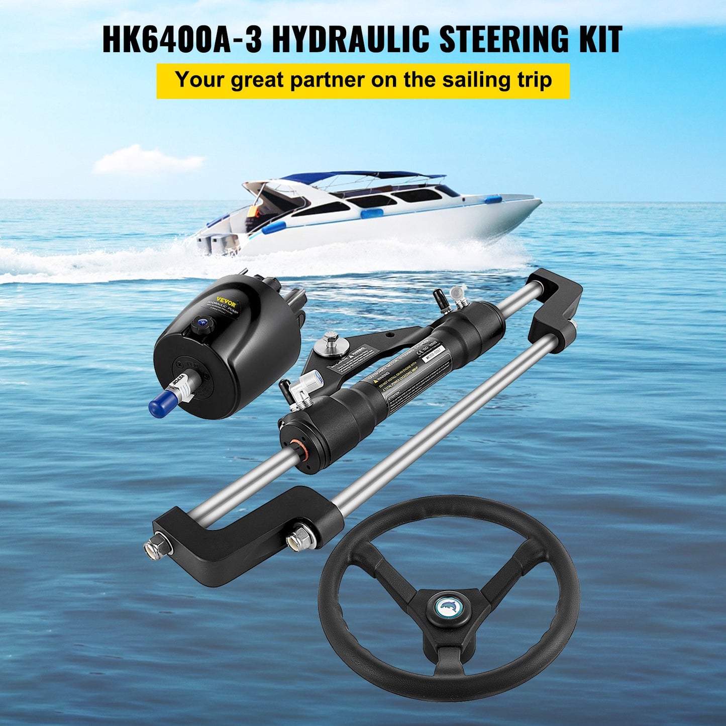 Hydraulic Steering Kit 300HP, Hydraulic Boat Steering Kit Helm Pump, Hydraulic Boat Steering Kit Utan hydraulisk styrslang för båtstyrningssystem