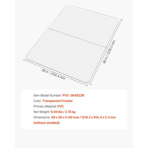 Stolsmatta 91 x 112 cm Kontorsstolsmatta för heltäckningsmattor Rektangulär | EU