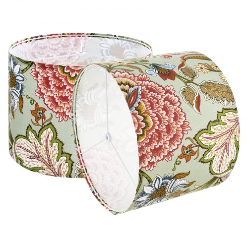 Drum Lampskärmar 2-set 33 x 33 x 25 cm Mellanstor Rund Lampskärm (Mörk Blommig) | EU