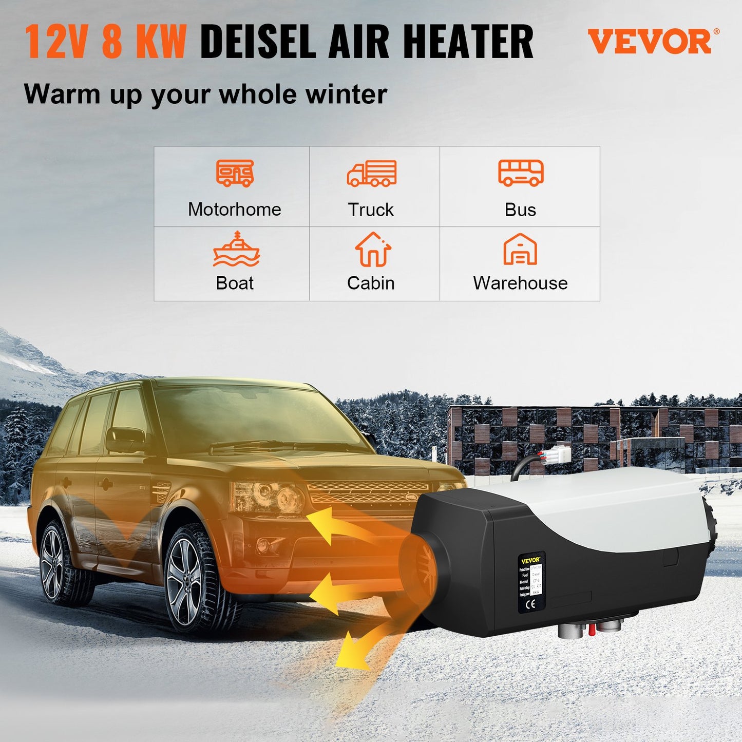 8KW Dieselluftvärmare Parkeringsvärmare, 12V Dieselbränslevärmare med LCD-omkopplare Fjärrkontroll för bil RV Båtar Buss Husvagn och mer förstärkt