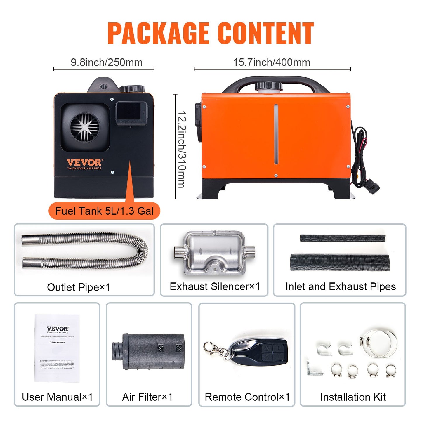 Diesel Air Heater All-in-one 12V 8KW LCD Remote Control for RV Indoor