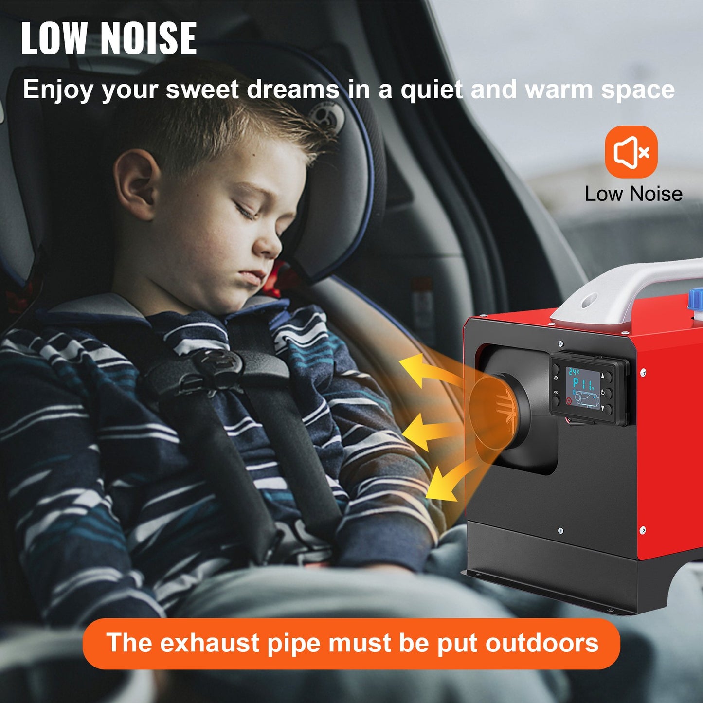 NEW Dieselluftvärmare, 5KW 12V Parkeringsvärmare, Mini Lastbilsvärmare, Enkelt utloppshål, med svart LCD, Fjärrkontroll, Snabbvärmande Dieselvärmare, För RV Lastbil, Båt, Buss, Bilsläp, Husbilar