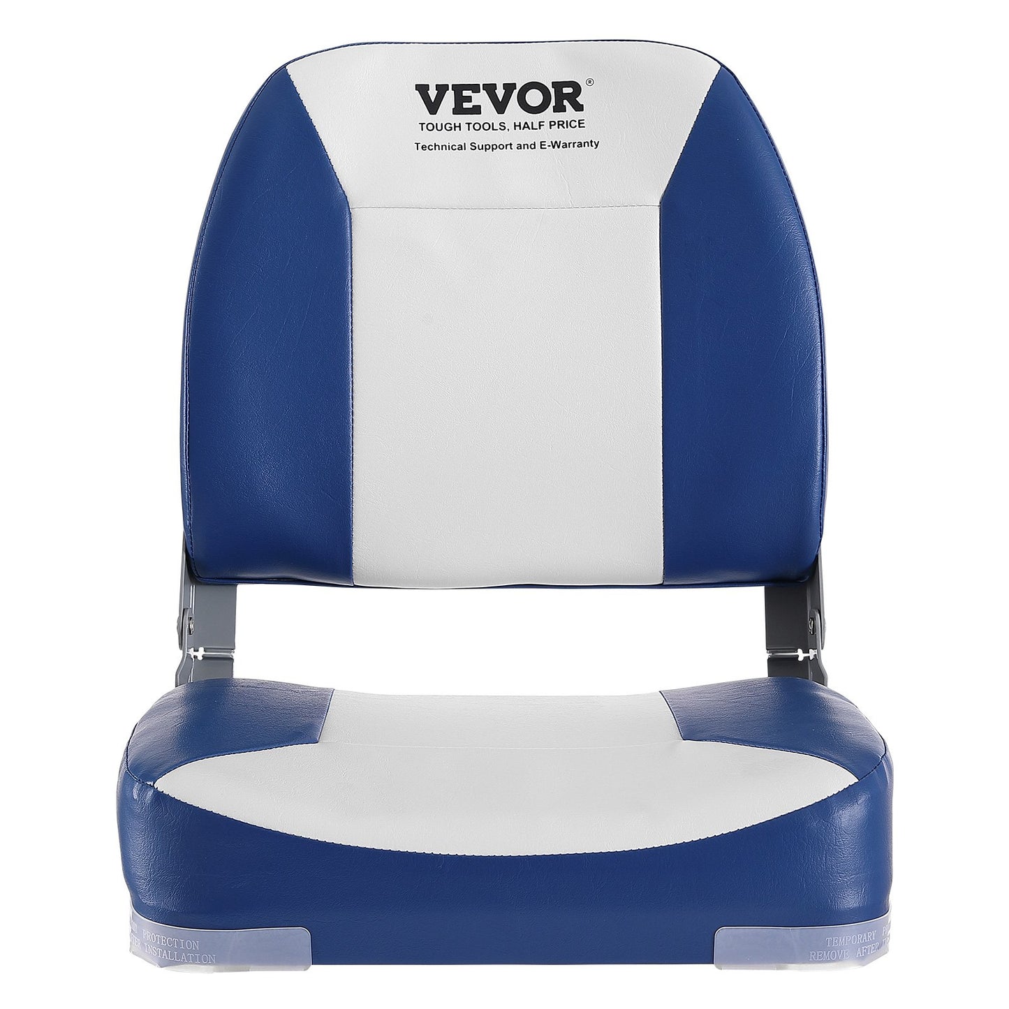 Boat Seat, 18.9" Low Back Boat Seat, Foldable Boat Chair with Thickened Sponge Padding and Hinge, Fold Down Boat Captain's Chair for Fishing Boat, Sightseeing Boat, Motorboat, Canoe, 1-Piece