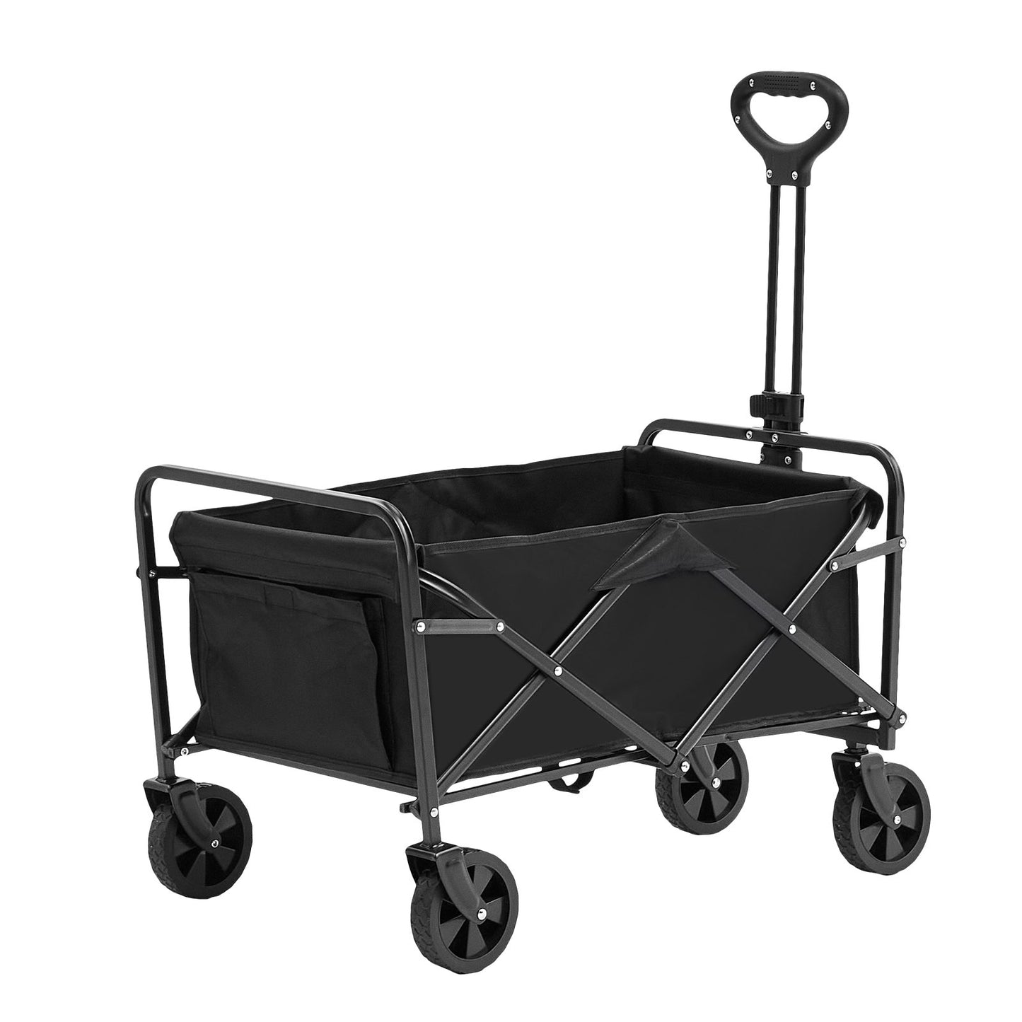 Hopfällbar hopfällbar vagn, 2 ku.ft strandvagnsvagn med 5-tums hjul för terräng, tung hopfällbar vagn 220 lbs Viktkapacitet med dryckeshållare, sportvagn för camping, shopping