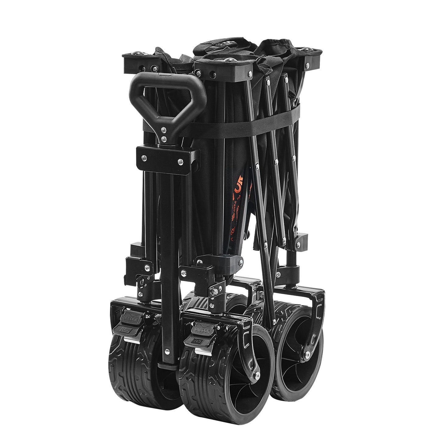 Foldable Folding Cart, 220 L Beach Cart Trolley with All-Terrain Wheels, Heavy Duty Folding Cart Max 330 lbs with Drink Holder, Sports Cart for Camping, Shopping, Garden