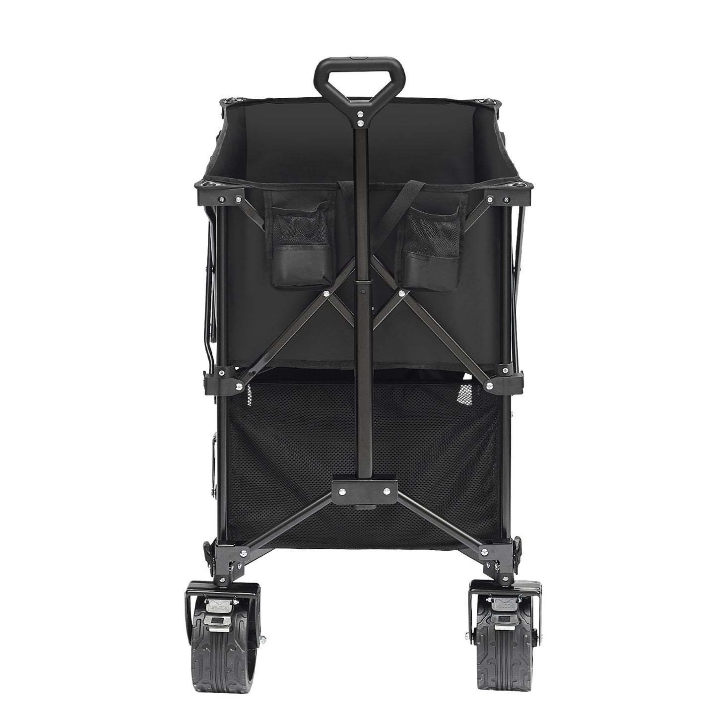 Faltbarer Doppeldeckerwagen, 400 l, faltbarer Wagen mit All-Terrain-Rädern, robuster, faltbarer Wagen mit 350 lbs Tragkraft für Camping, Einkaufen, Garten, 52" extra lange Verlängerung