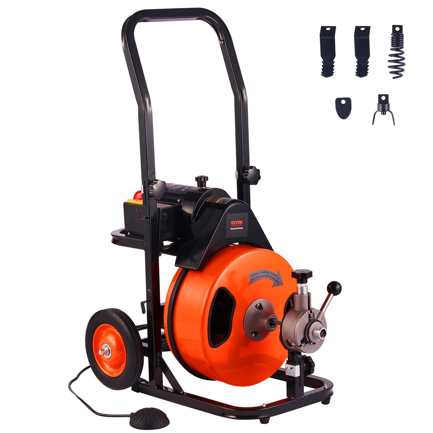 Drain Cleaning Machine Electric Drain Auger 50 FT x 3/8 In Auto Feed