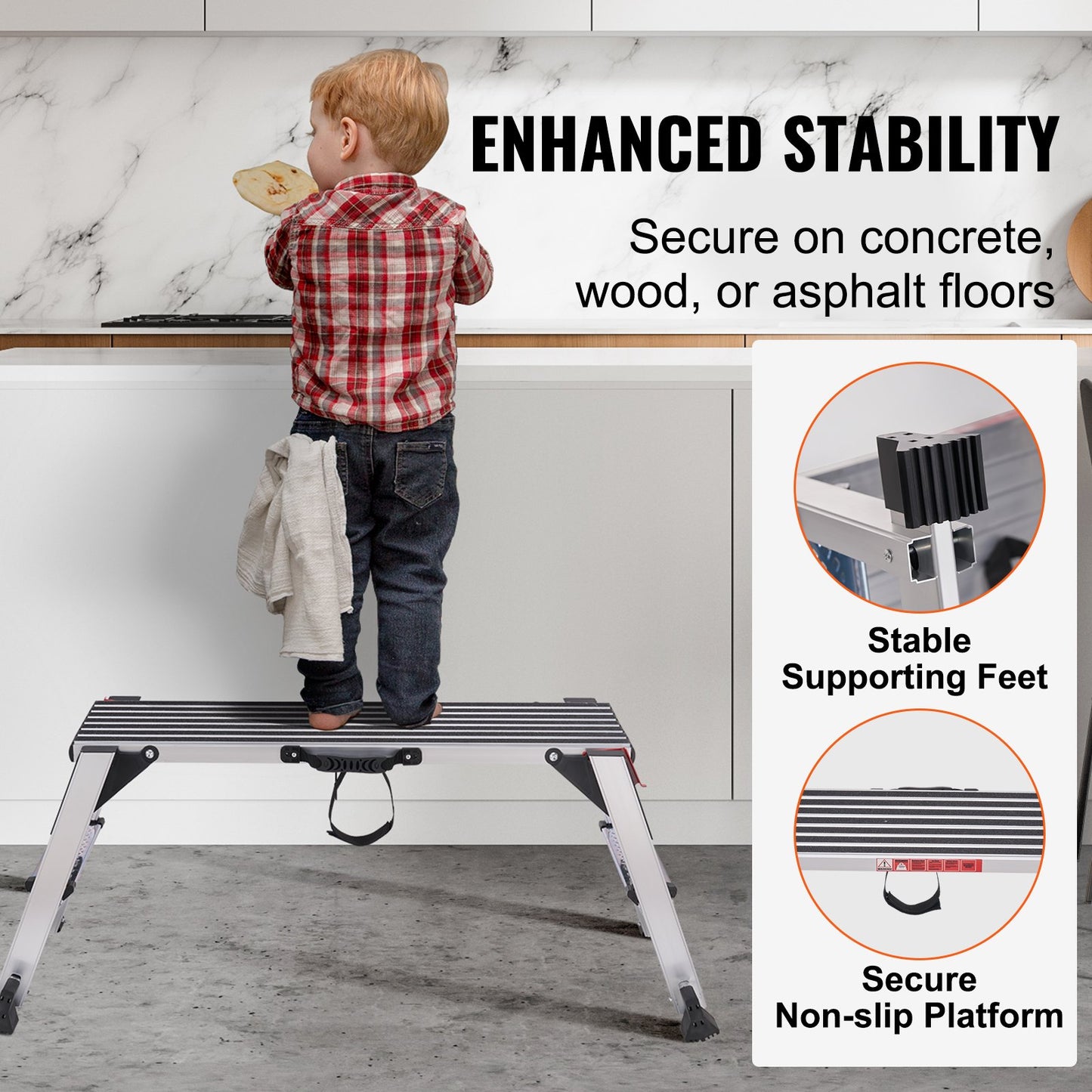 Foldable Work Platform, 660 lbs Load Capacity, Aluminum Gypsum Pallet Ladder, Heavy Duty Workbench with Non-Slip Feet, Ideal for Vehicle Washing, Cleaning, Painting, Decorating