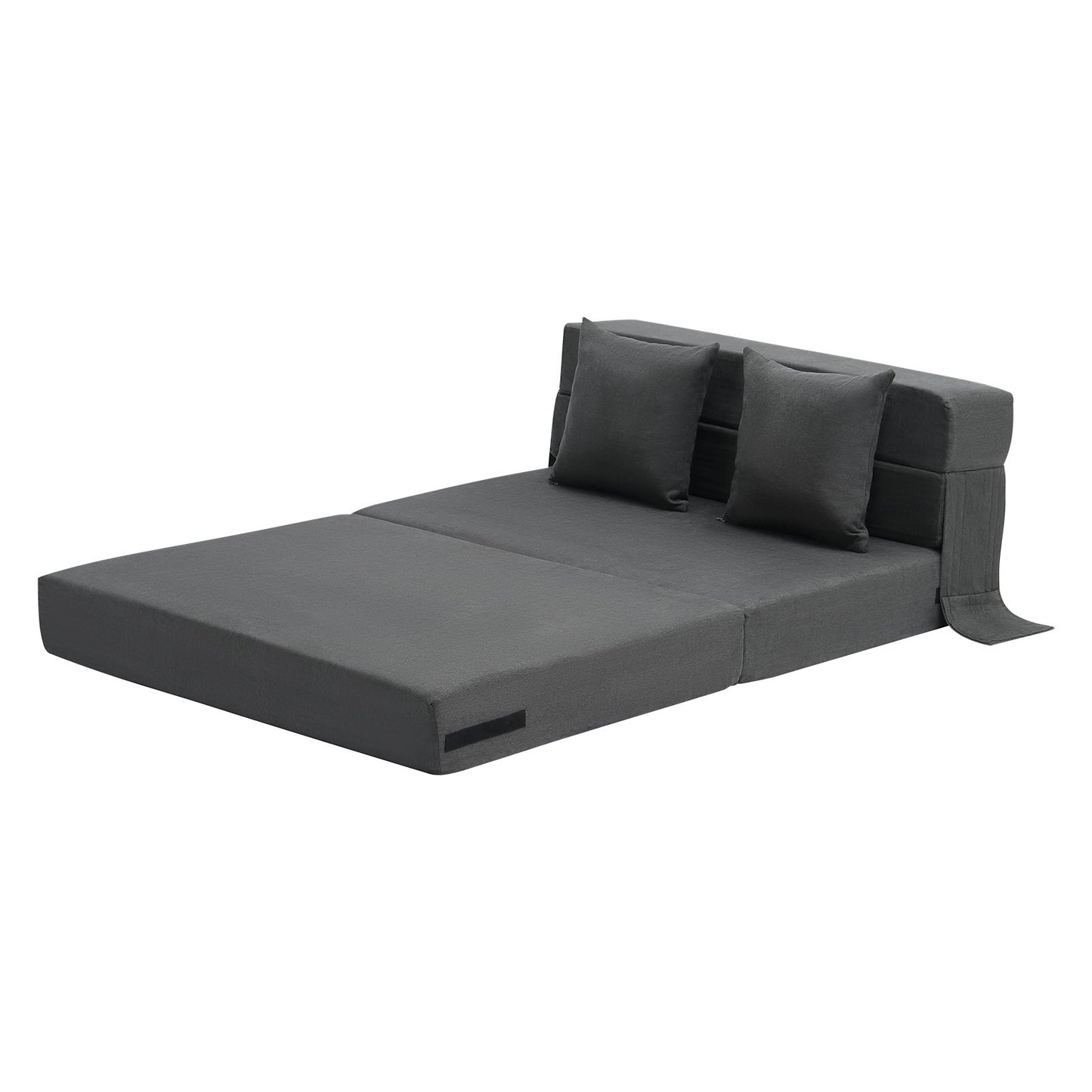 Folding sofa bed 3-in-1 folding sofa bed with 2 cushions dark grey twin