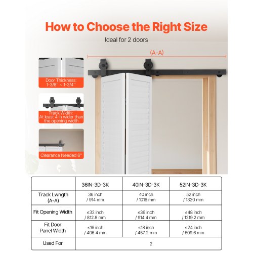 Folding Sliding Door Track Kit, 40" for Two 18" Doors | EU