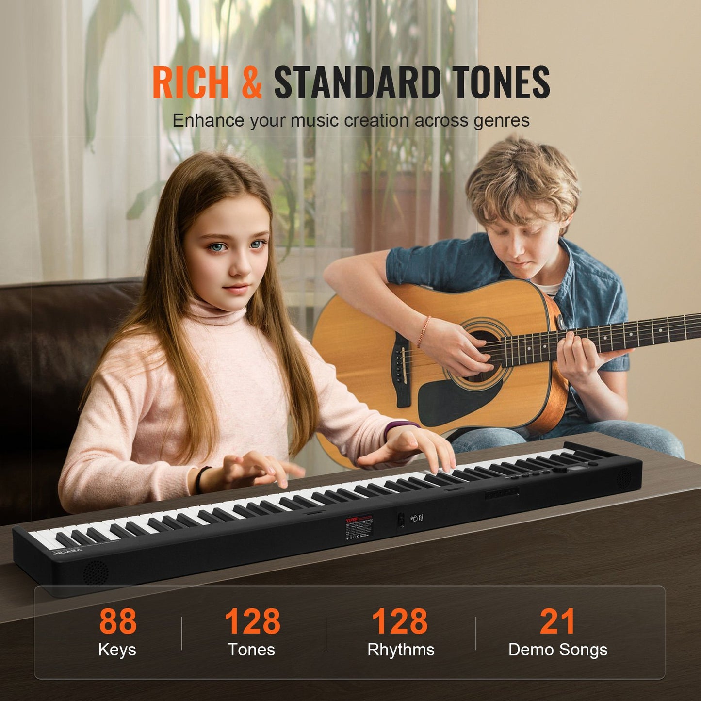 88 Key Folding Keyboard Piano Portable Foldable Piano Bluetooth MIDI Svart