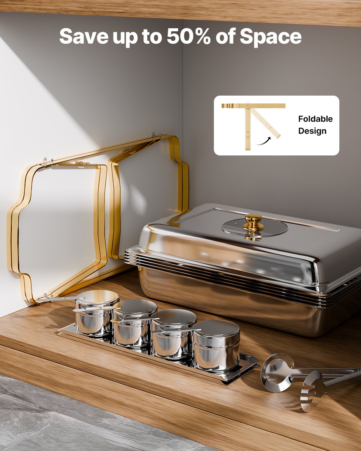 4 Qt 2-Pack Rectangle Chafing Dish Buffet Set Half Size Pan Stainless Steel