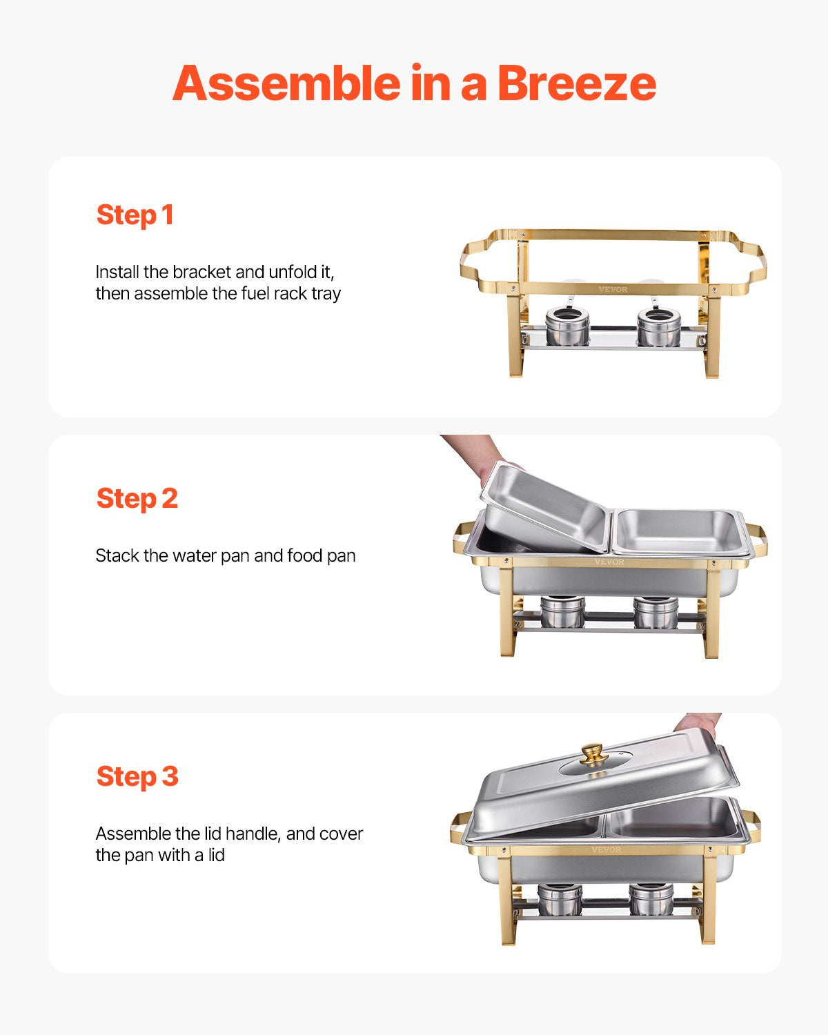 4 Qt 2-Pack Rectangle Chafing Dish Buffet Set Half Size Pan Stainless Steel