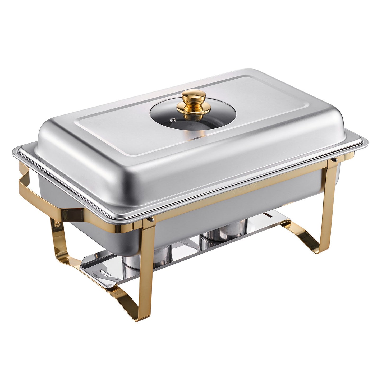 4 Qt 2-Pack Rectangle Chafing Dish Buffet Set Half Size Pan Stainless Steel