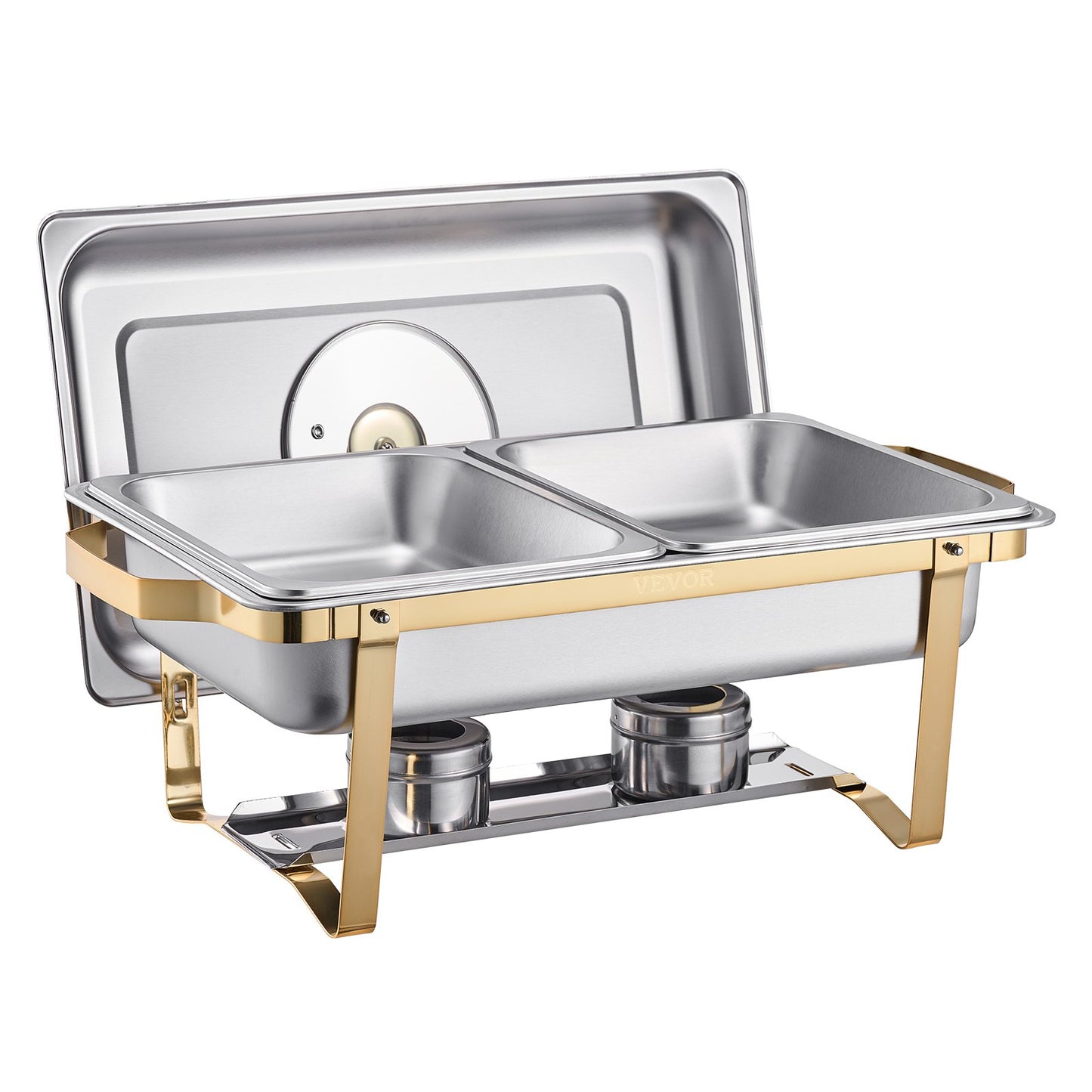4 Qt 2-Pack Rectangle Chafing Dish Buffet Set Half Size Pan Stainless Steel