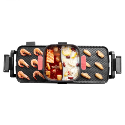 Hot Pot mit Grill 2300 W 2-in-1 elektrischer rauchfreier Grill mit abnehmbarer Kochplatte | EU