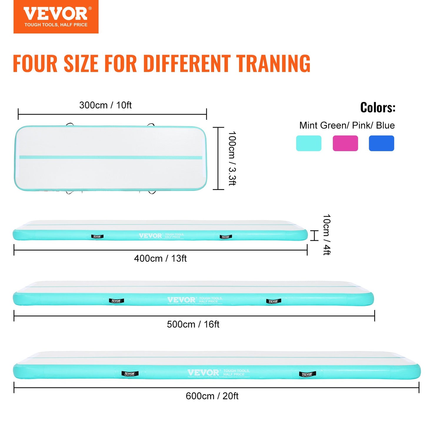 20FT Air Track Inflatable Training Tumbling Gymnastics Gym Mat with Pump