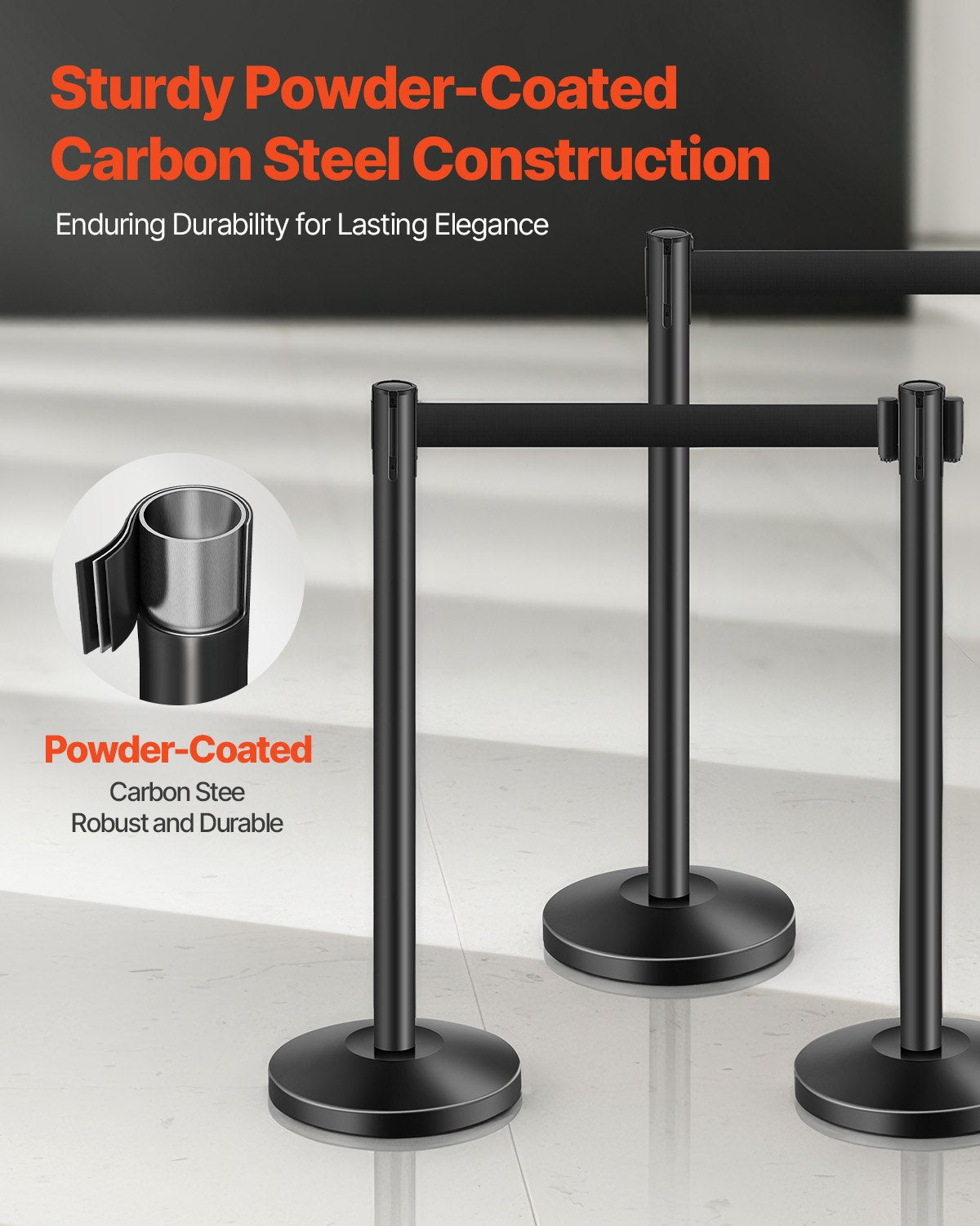 4 support posts with 4 retractable belts and hollow base for sand injection