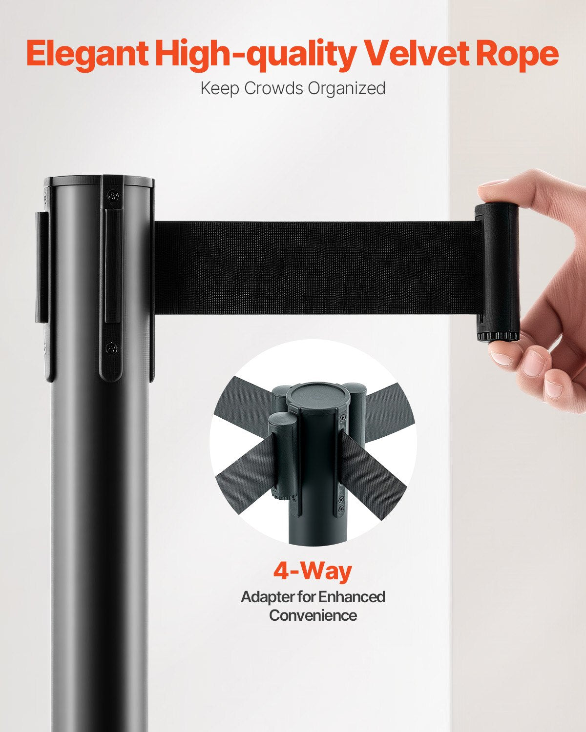 4 support posts with 4 retractable belts and hollow base for sand injection