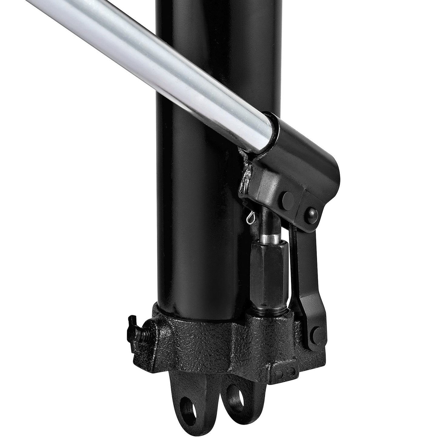 Hydraulic Long Ram Jack, 3 ton/6600 lbs capacity, with single piston pump and pin base, manual cherry picker with handle, for garage/shop cranes, engine lift, black