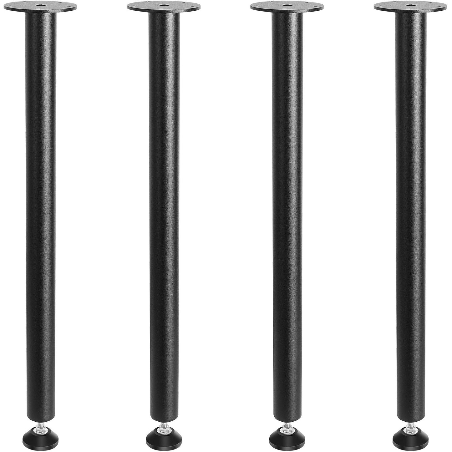 711,2 MM justerbara skrivbordsben, förstärkt stål kontorsbordsmöbelben Set med 4 för gör-det-själv, 544,3 KG Lastkapacitet Heavy Duty skrivbordsben, snabbinstallationsben med justerbar fotkopp Svart