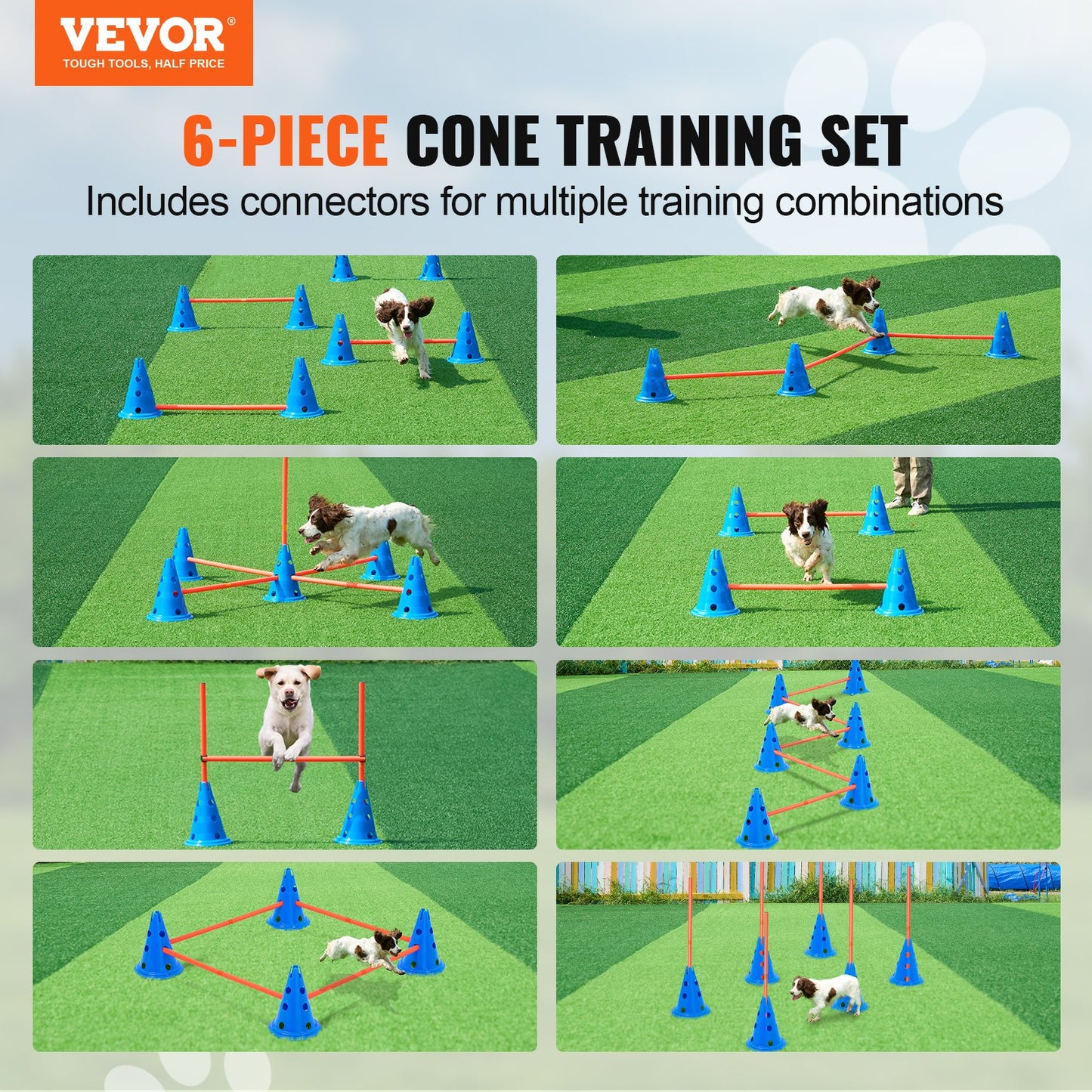 Dog Agility Häckkon Set 6 ST Kit-12 xKoner 6 xAgility Stavar med väska