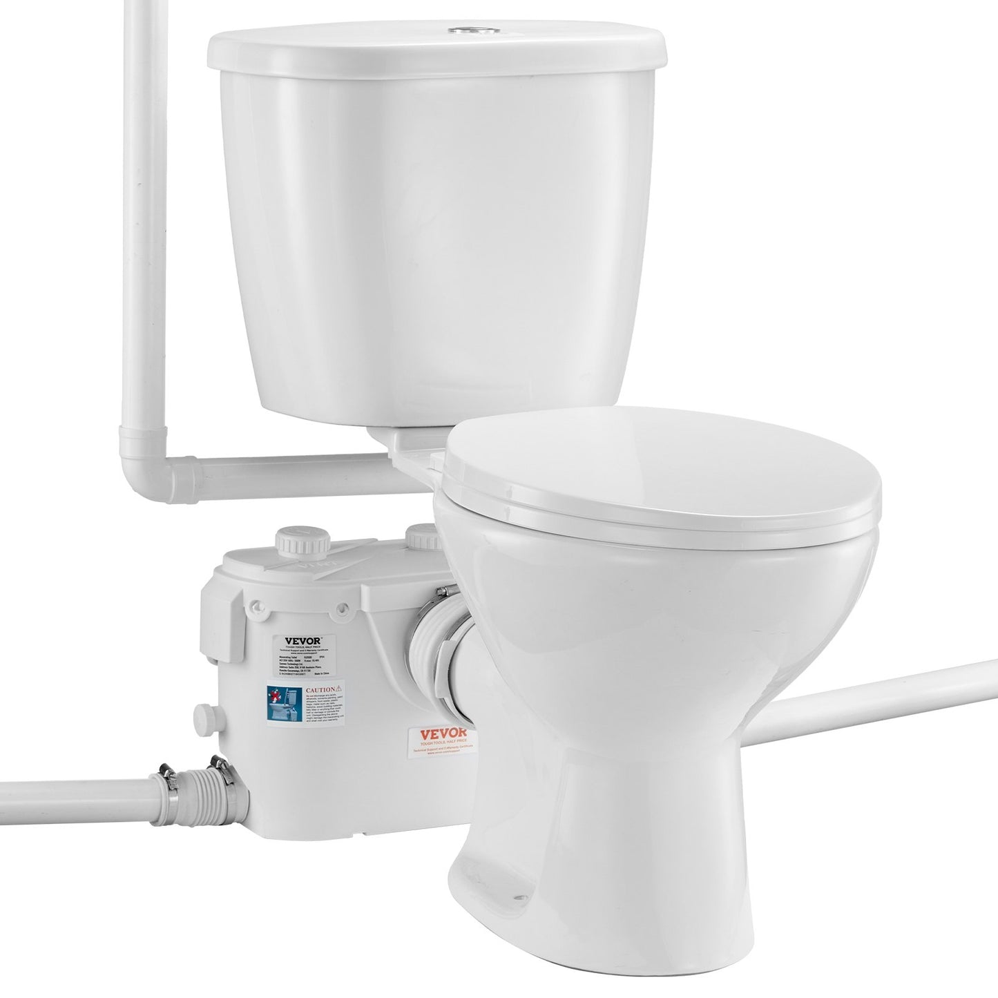 Macerating toalettsystem med 500W Pump Upflush Toalett för källaren
