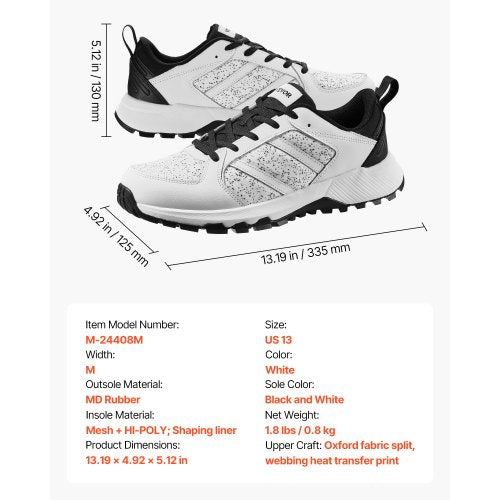 Crosstrainingskor M Bredd Sneakers UK Storlek 12 Skor med bred tåbox Vita | EU